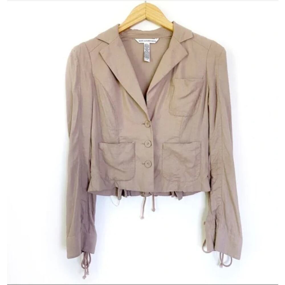 Diane Von Furstenberg Cropped Lace Up Linen Jacket 2